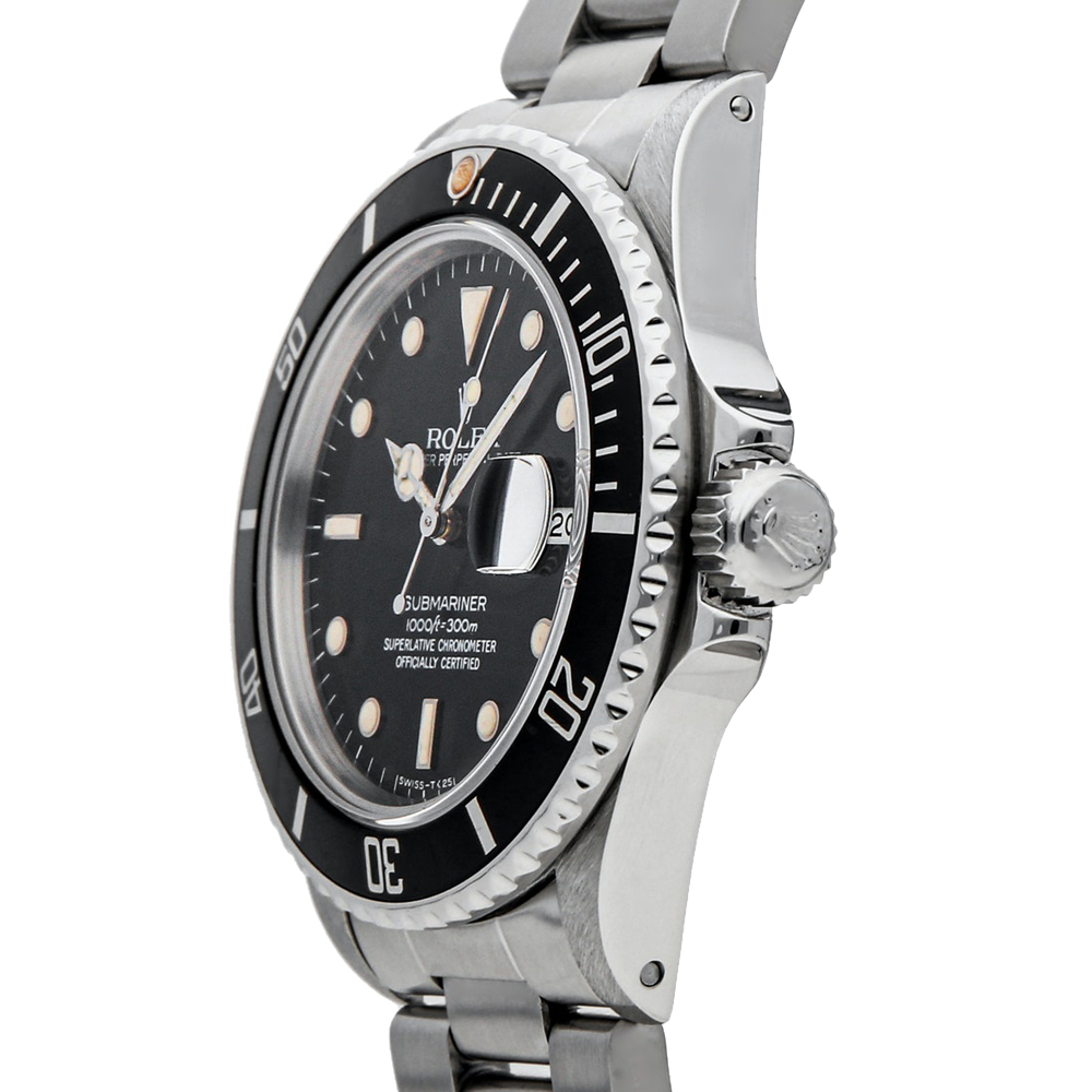 

Rolex Black Stainless Steel Submariner 16800 Men's Wristwatch 40 MM