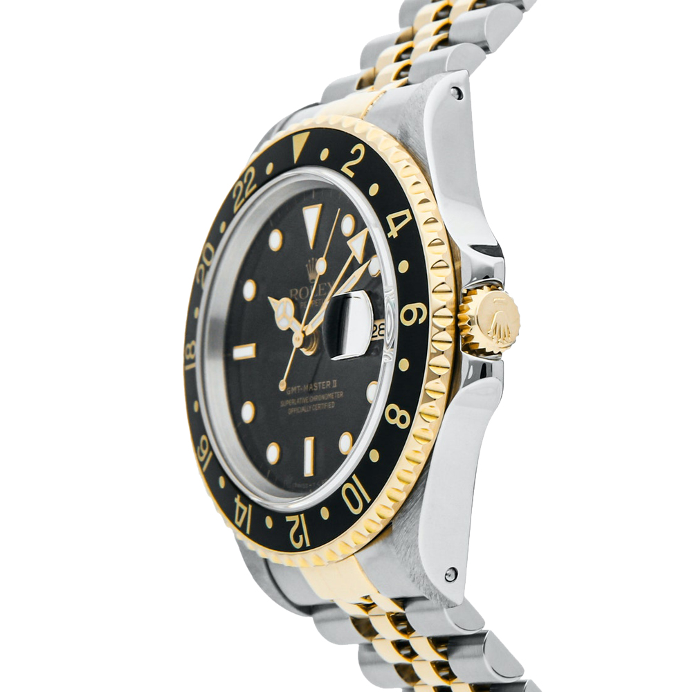 

Rolex Black 18k Yellow Gold And Stainless Steel GMT-Master II 16713 Men's Wristwatch 40 MM