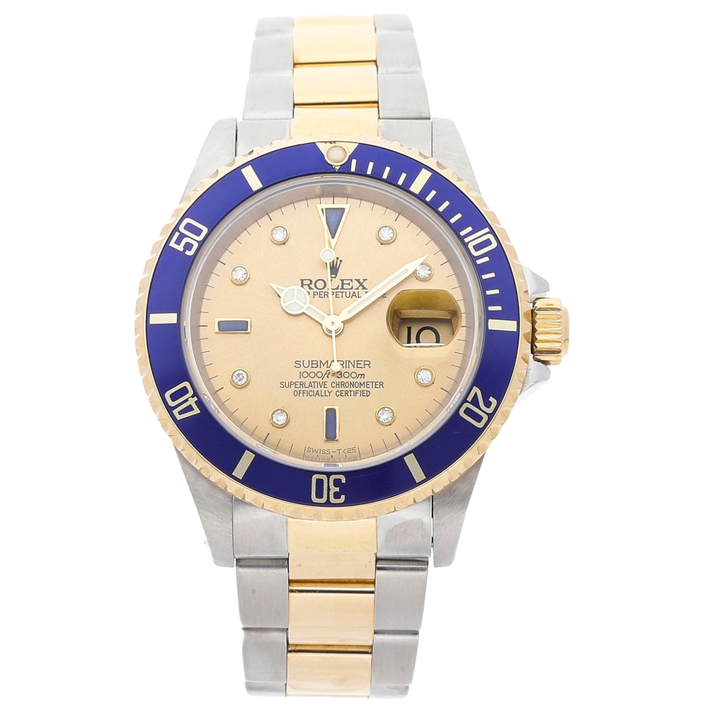 

Rolex Champagne Diamonds 18K Yellow Gold And Stainless Steel Submariner 16613 Men's Wristwatch 40 MM