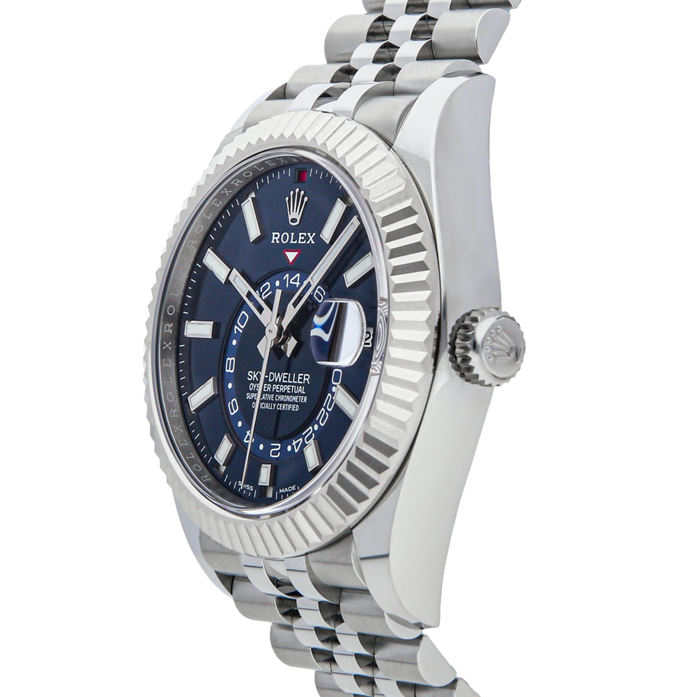 

Rolex Blue Stainless Steel Sky-Dweller 326934 Men's Wristwatch 42 MM