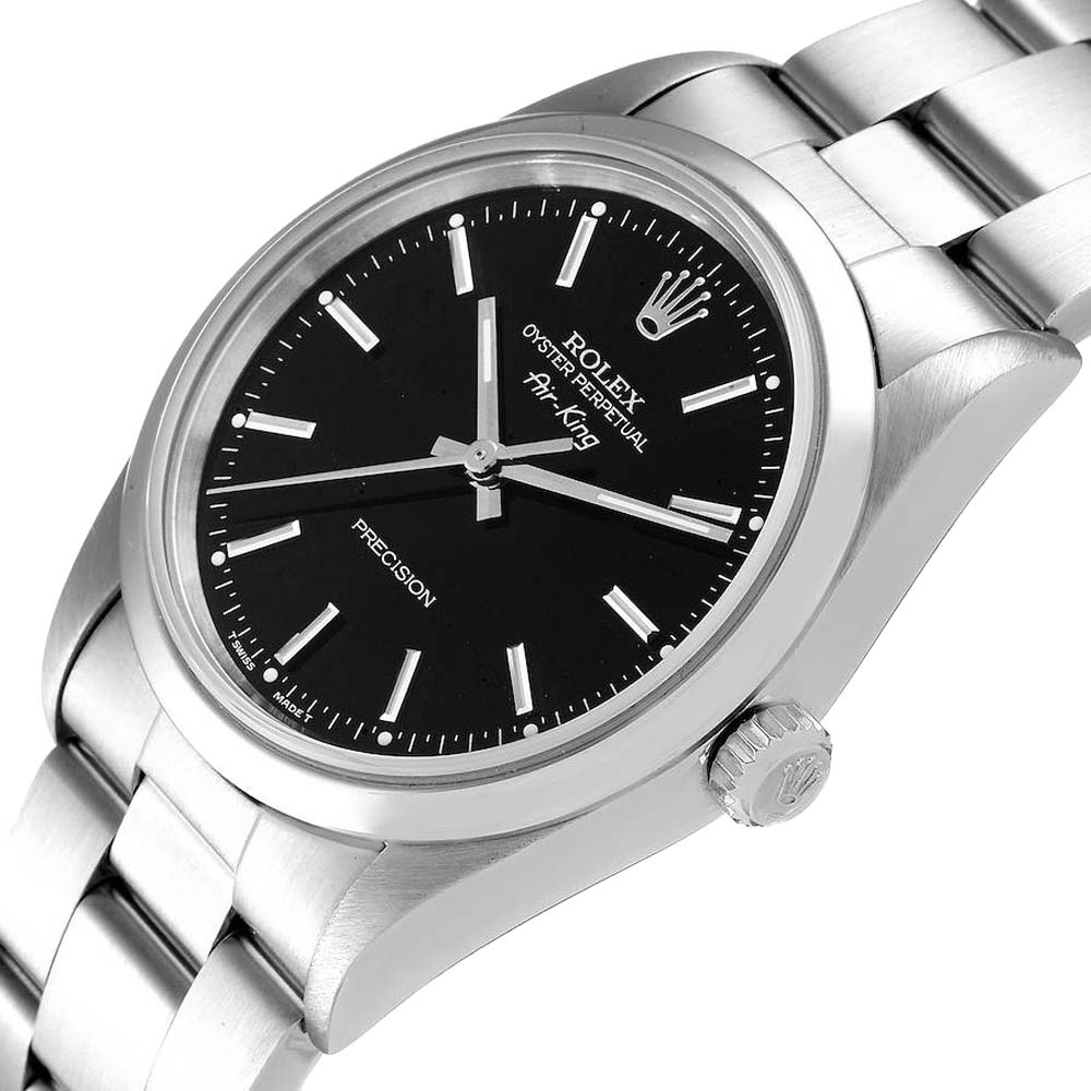 

Rolex Black Stainless Steel Air King 14000 Men's Wristwatch 34 MM