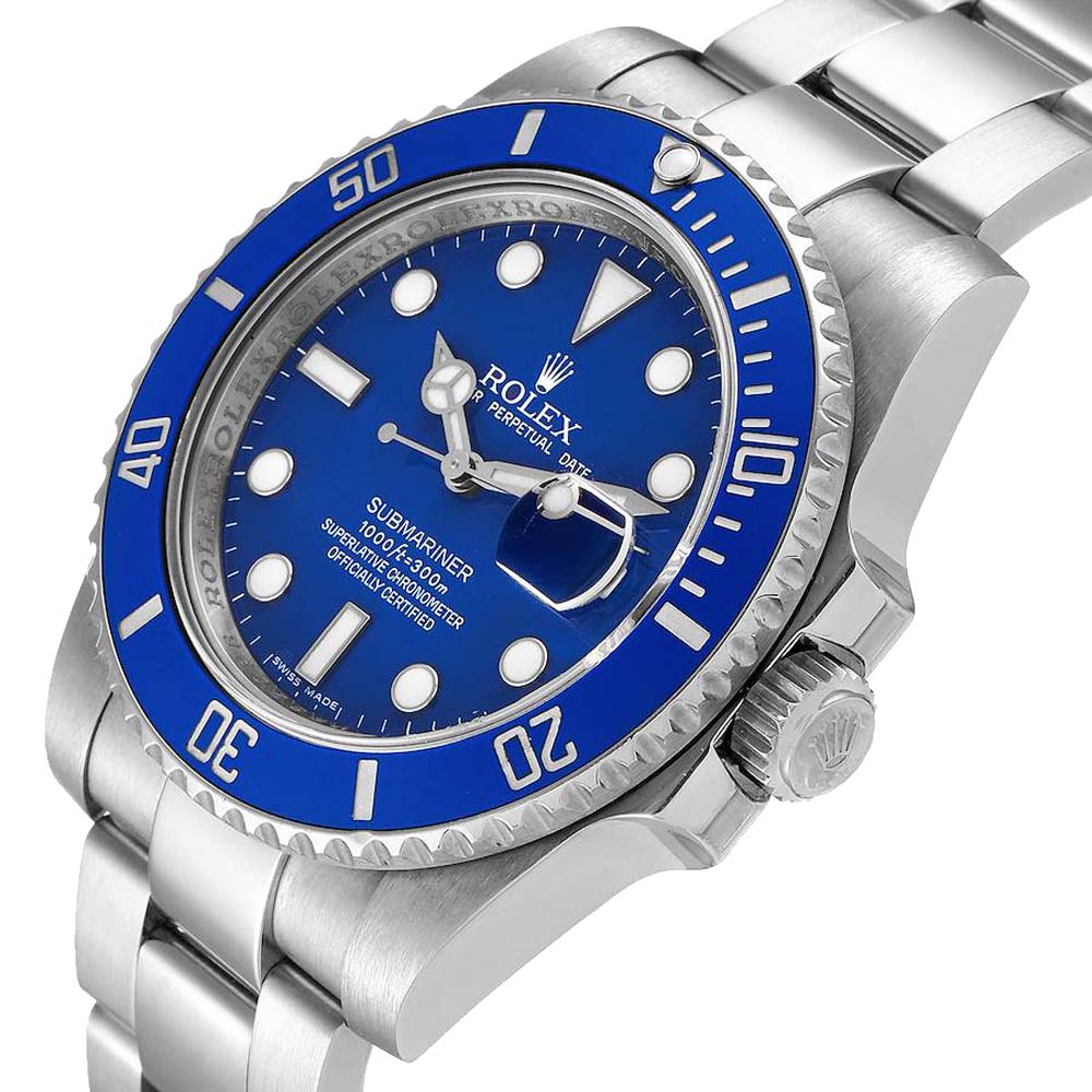 

Rolex Blue 18K White Gold Submariner 116619 Men's Wristwatch 40 MM