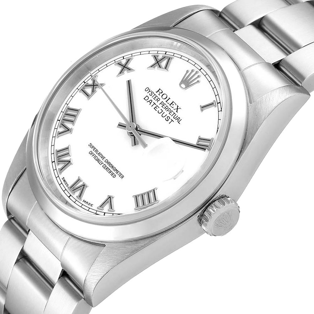 

Rolex White Stainless Steel Datejust 16200 Men's Wristwatch 36 MM