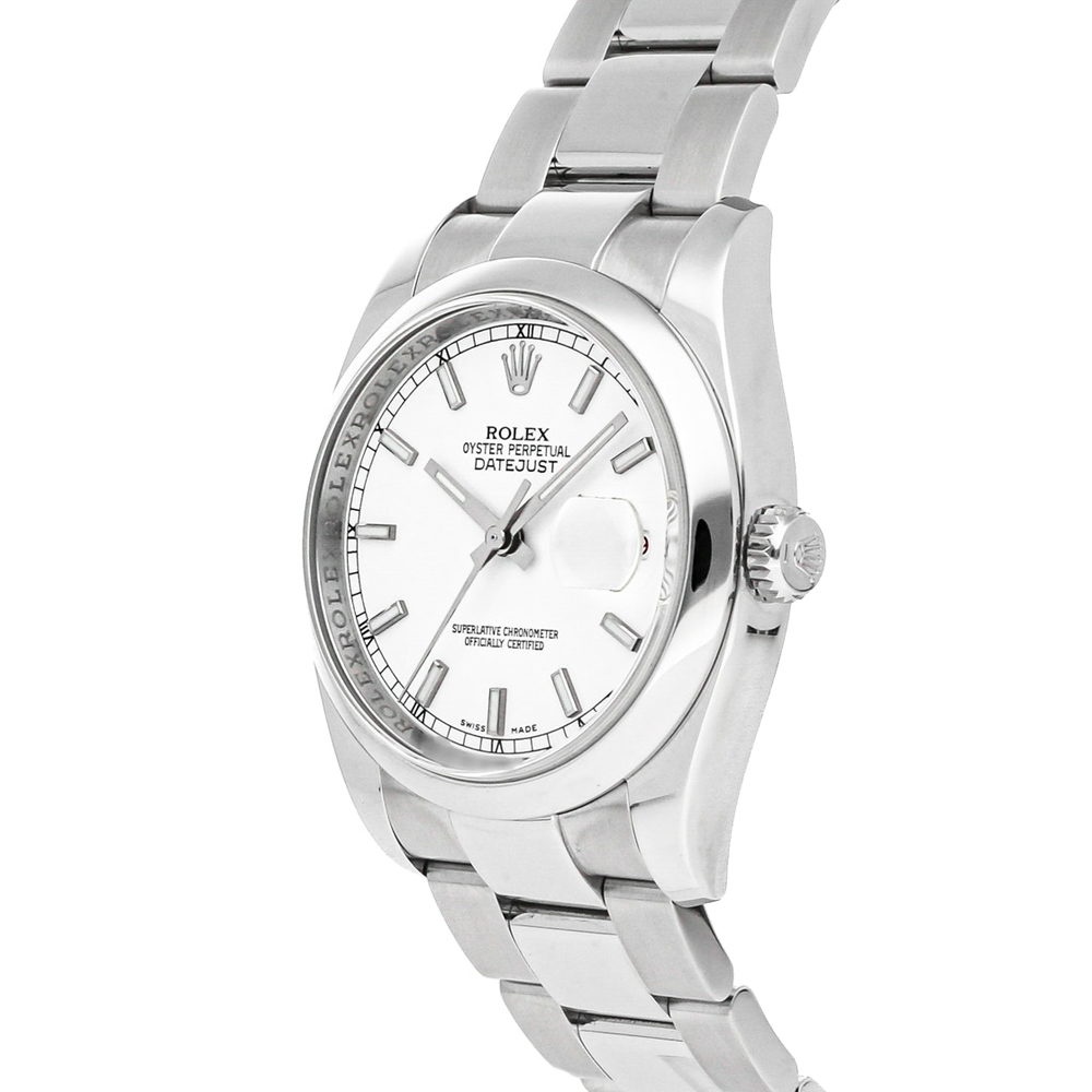 

Rolex White Stainless Steel Datejust 116200 Men's Wristwatch 36 MM