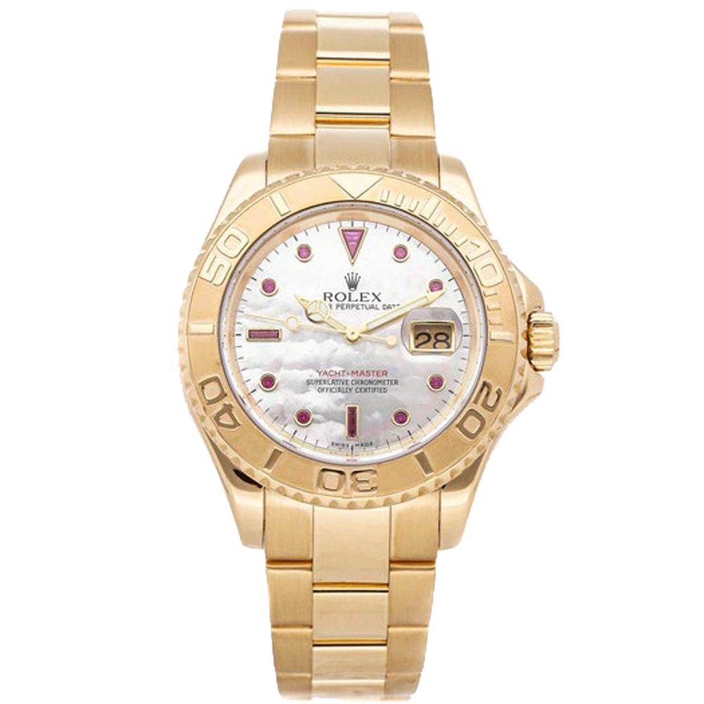 

Rolex White 18K Yellow Gold Yacht-Master 16628 Men's Wristwatch 40 MM
