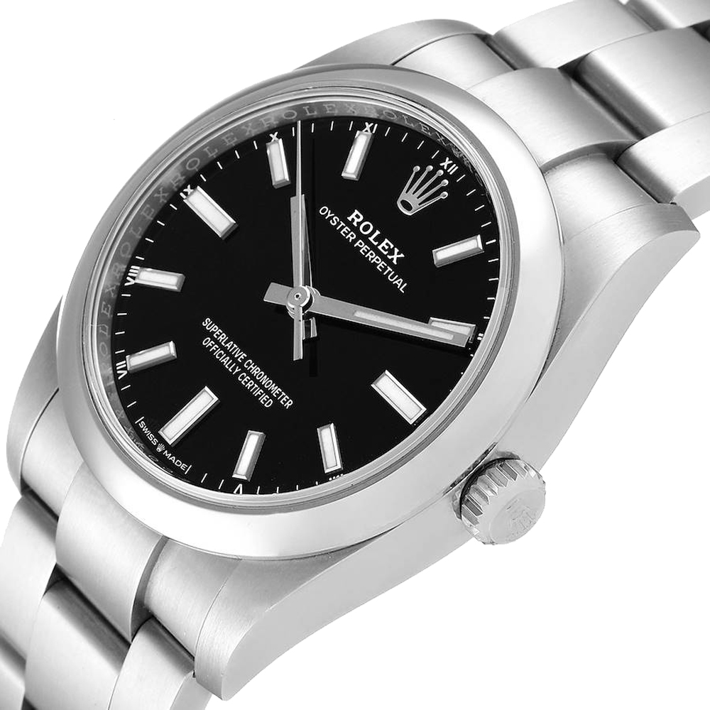 

Rolex Black Stainless Steel Oyster Perpetual 124200 Men's Wristwatch 34 MM