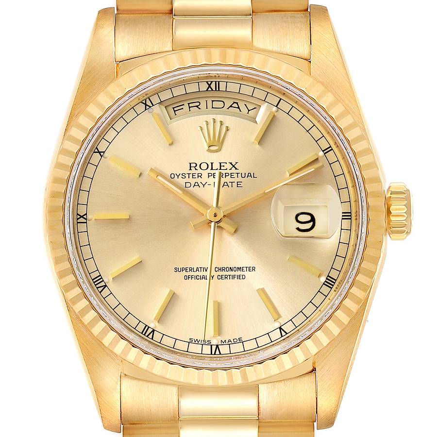 

Rolex Champagne 18k Yellow Gold President Day-Date 18238 Men's Wristwatch 36 MM
