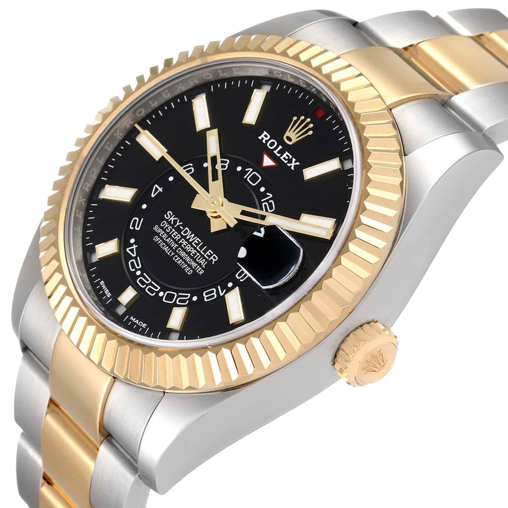 

Rolex Black 18K Yellow Gold And Stainless Steel Sky Dweller 326933 Men's Wristwatch 42 MM