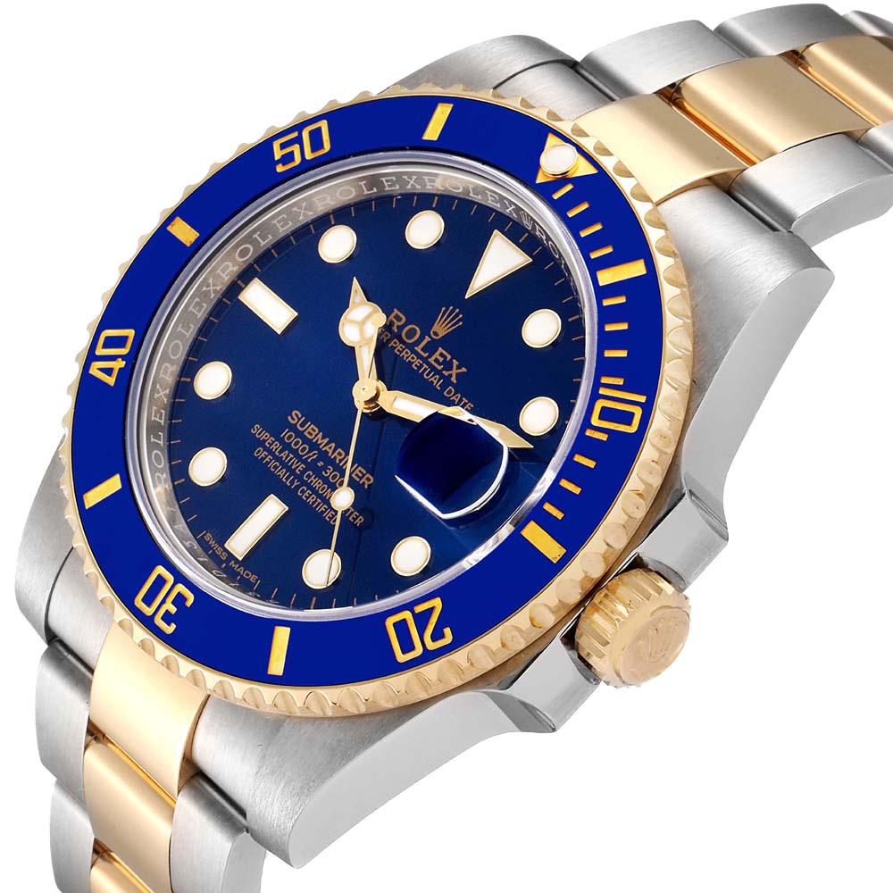 

Rolex Blue 18K Yellow Gold And Stainless Steel Submariner 116613 Men's Wristwatch 40 MM