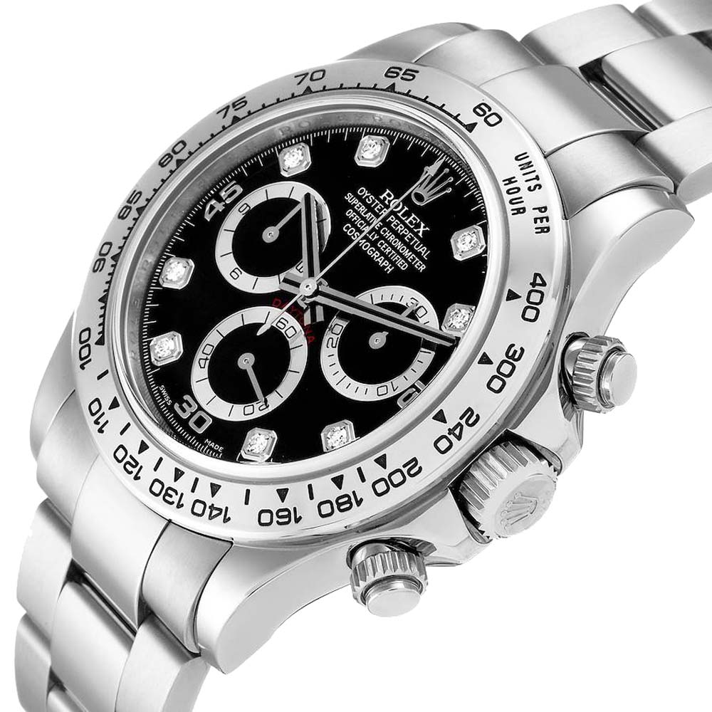 

Rolex Black Diamonds 18K White Gold Cosmograph Daytona 116509 Men's Wristwatch 40 MM