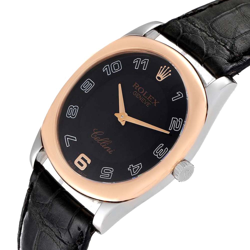 

Rolex Black 18K White and Rose Gold Cellini Danaos 4233 Men's Wristwatch 34 MM