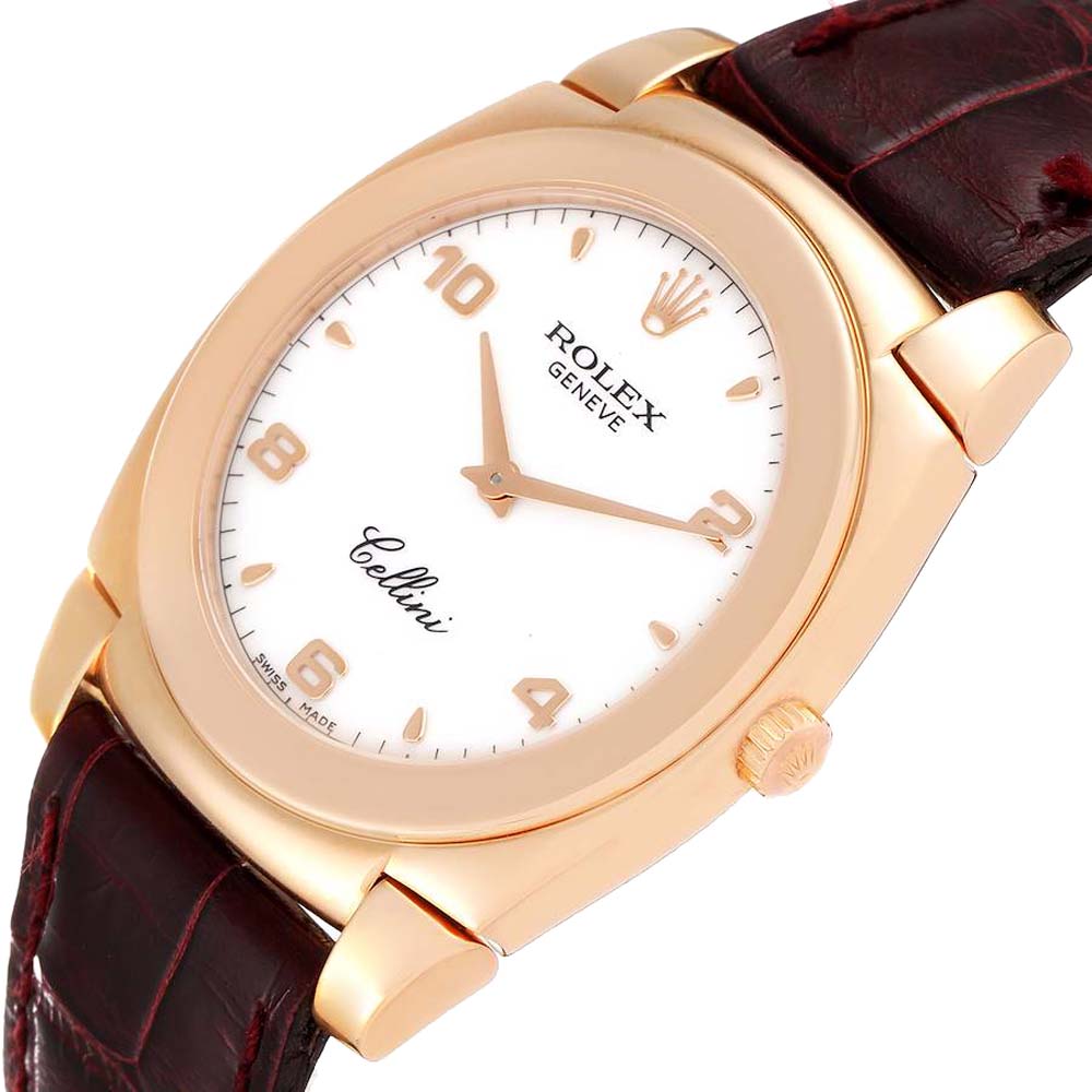 

Rolex White 18K Rose Gold Cellini Cestello 5330 Men's Wristwatch 36 MM