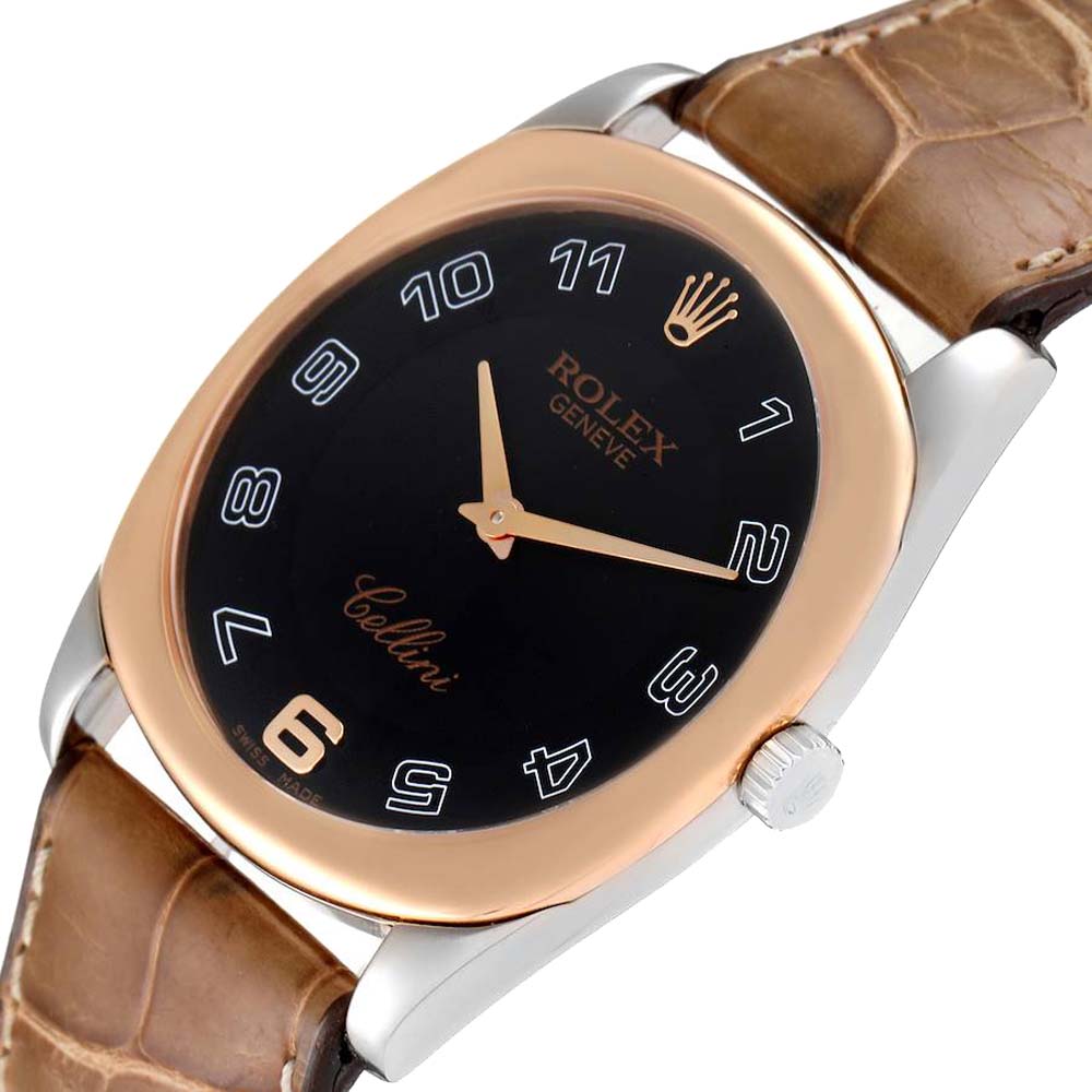 

Rolex Black 18K White and Rose Gold Cellini Danaos 4233 Men's Wristwatch 34 MM