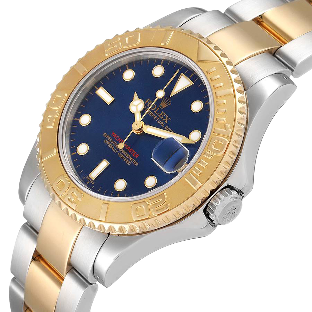 

Rolex Blue 18K Yellow Gold And Stainless Steel Yachtmaster 168623 Men's Wristwatch 35 MM