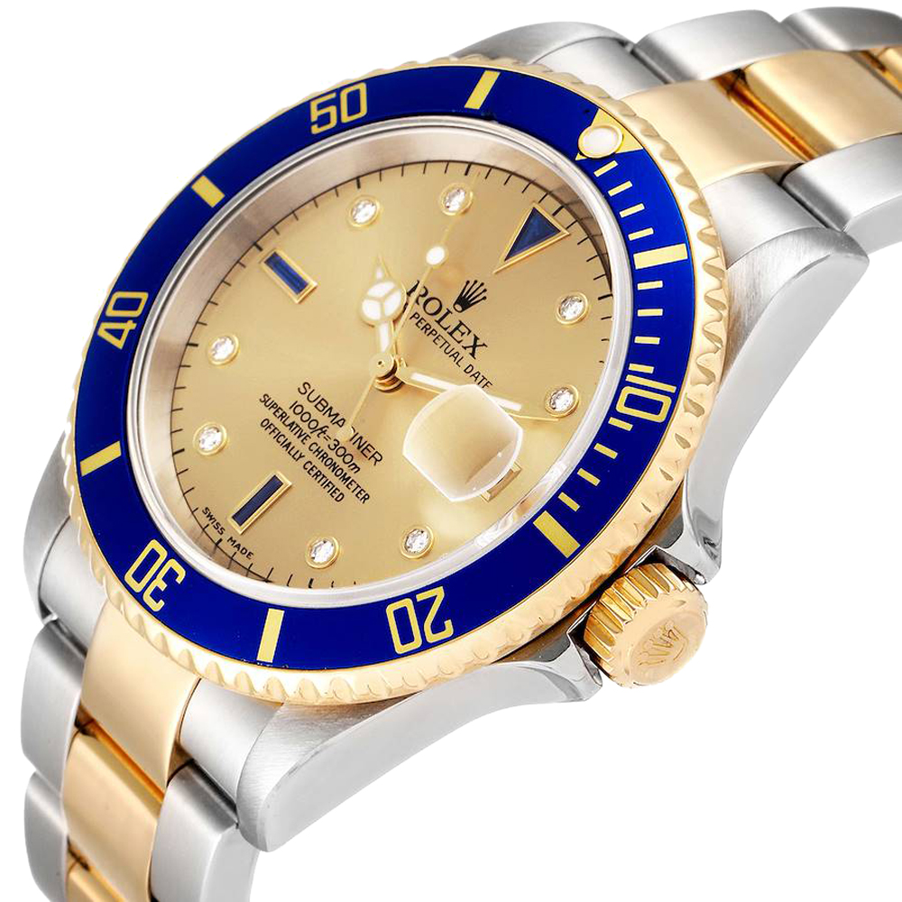 

Rolex Champagne Diamonds 18K Yellow Gold And Stainless Steel Submariner 16613 Men's Wristwatch 40 MM