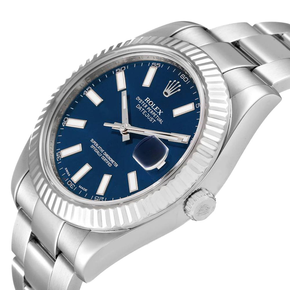 

Rolex Blue Stainless Steel Datejust II 116334 Men's Wristwatch 41 MM