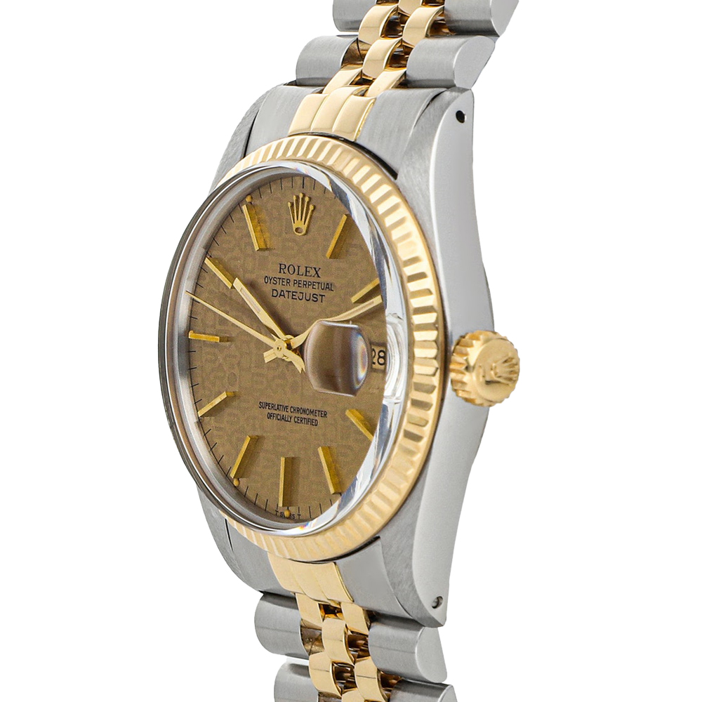 

Rolex Champagne 18K Yellow Gold And Stainless Steel Datejust 16013 Men's Wristwatch 36 MM