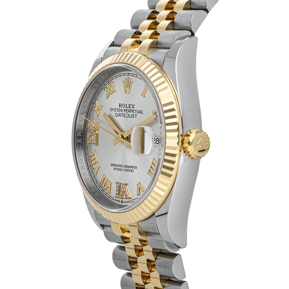 

Rolex Silver Diamonds 18k Yellow Gold And Stainless Steel Datejust 126233 Men's Wristwatch 36 MM