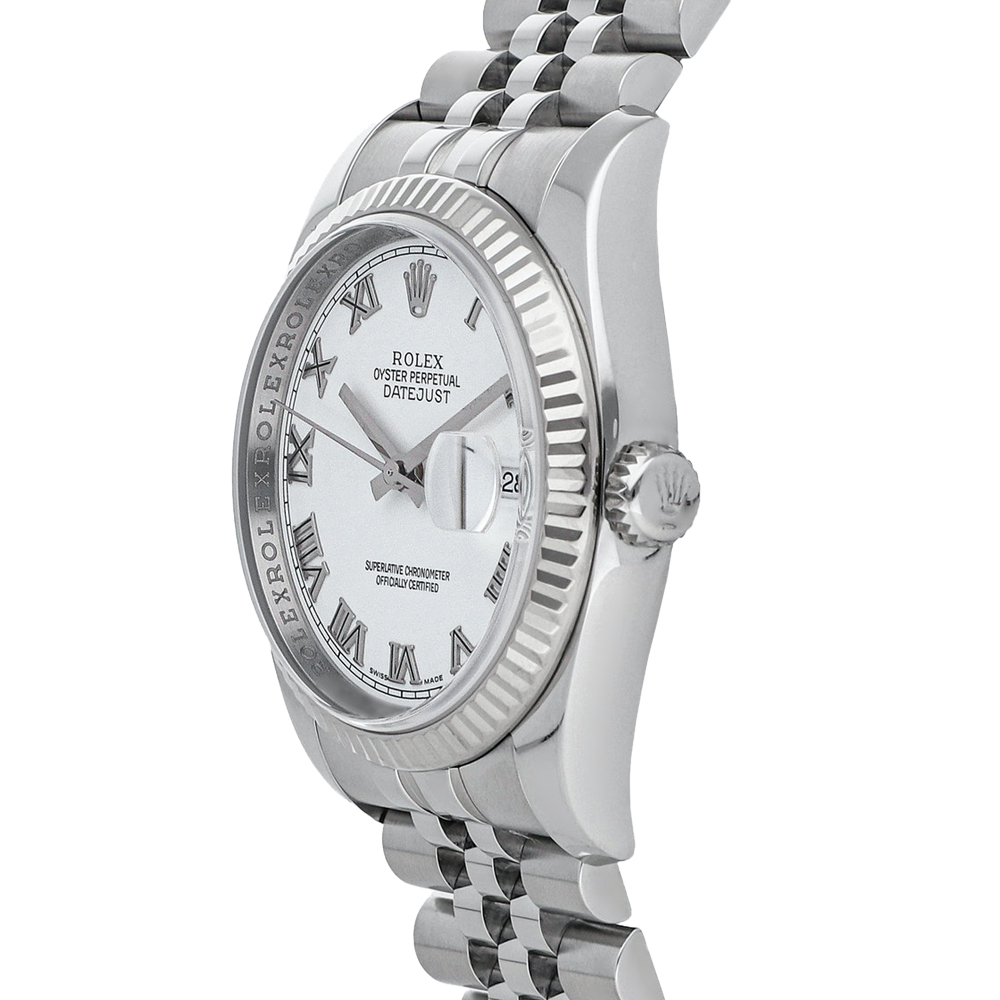 

Rolex White 18K White Gold And Stainless Steel Datejust 116234 Men's Wristwatch 36 MM