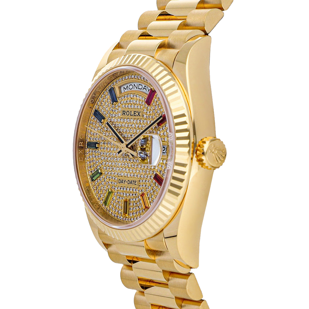 

Rolex Champagne Diamonds 18K Yellow Gold Day-Date 128238 Men's Wristwatch 36 MM