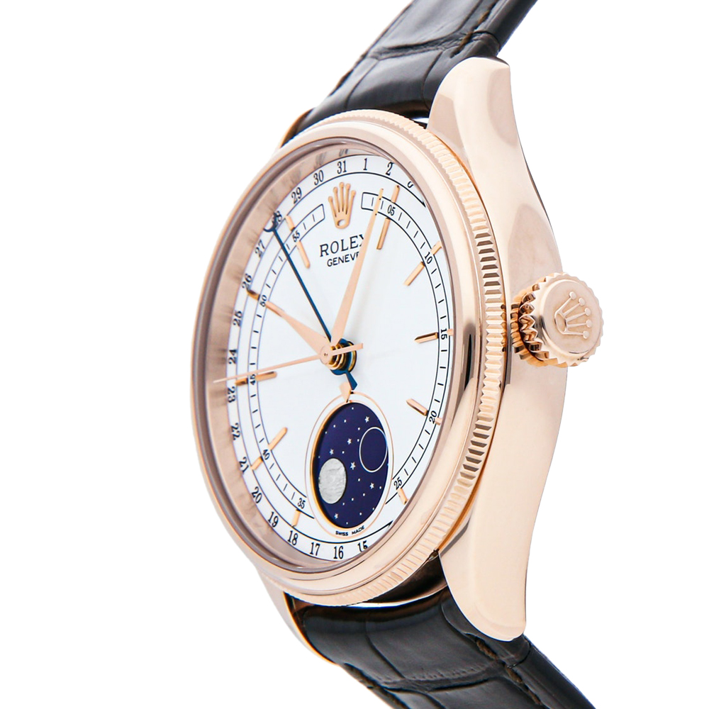 

Rolex White 18K Rose Gold Cellini Moon Phase 50535 Men's Wristwatch 39 MM