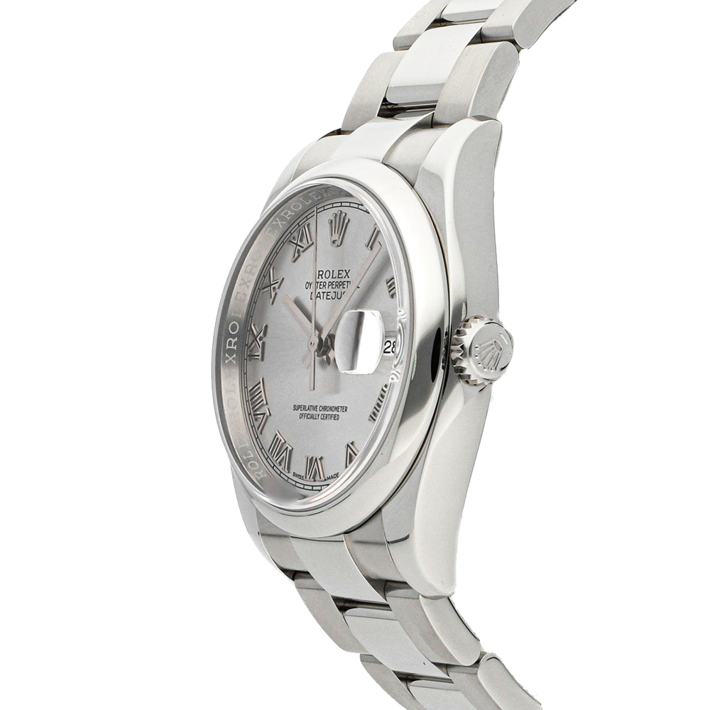 

Rolex Silver Stainless Steel Datejust 116200 Men's Wristwatch 36 MM