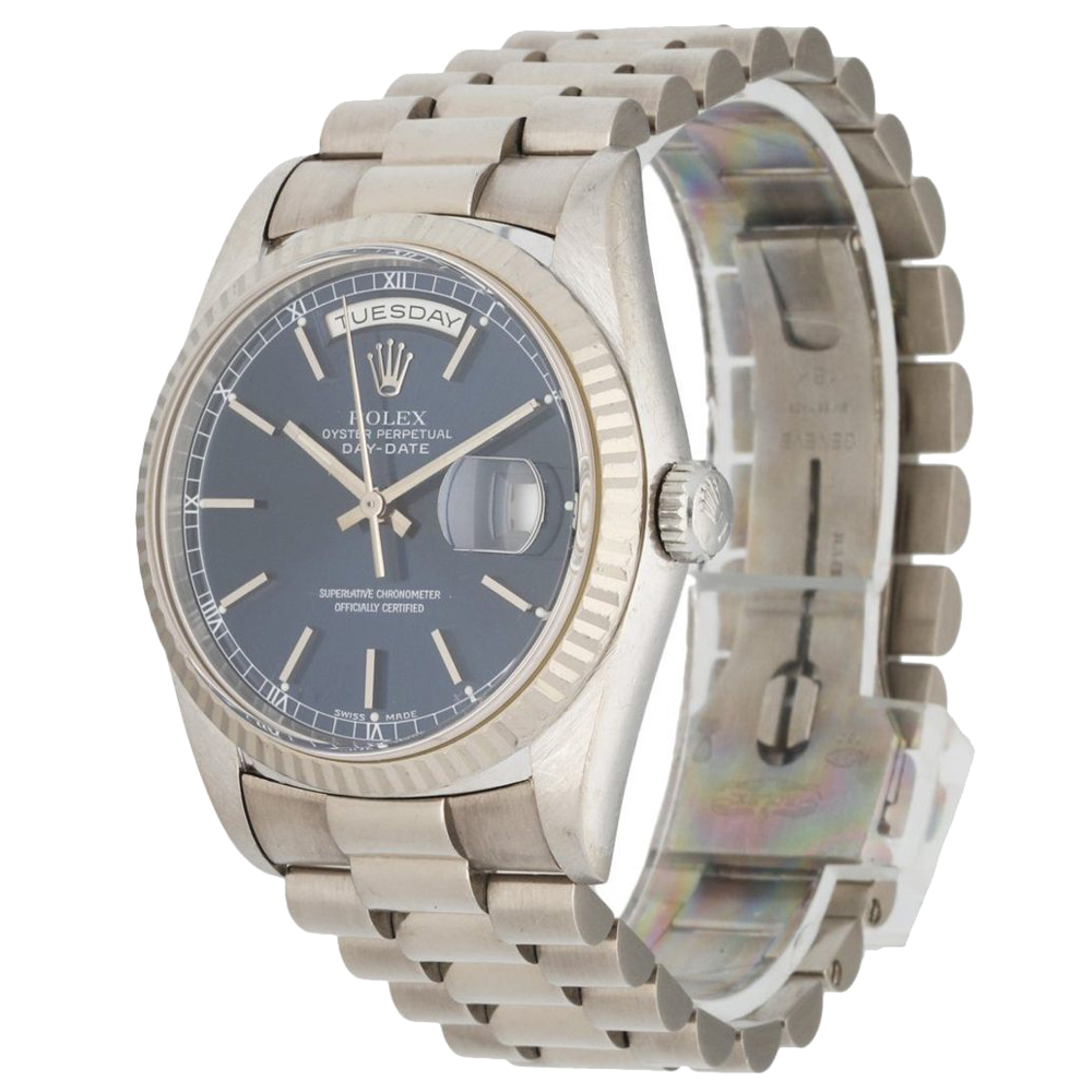

Rolex Black 18K White Gold Day Date 18239 Men's Wristwatch 36 MM