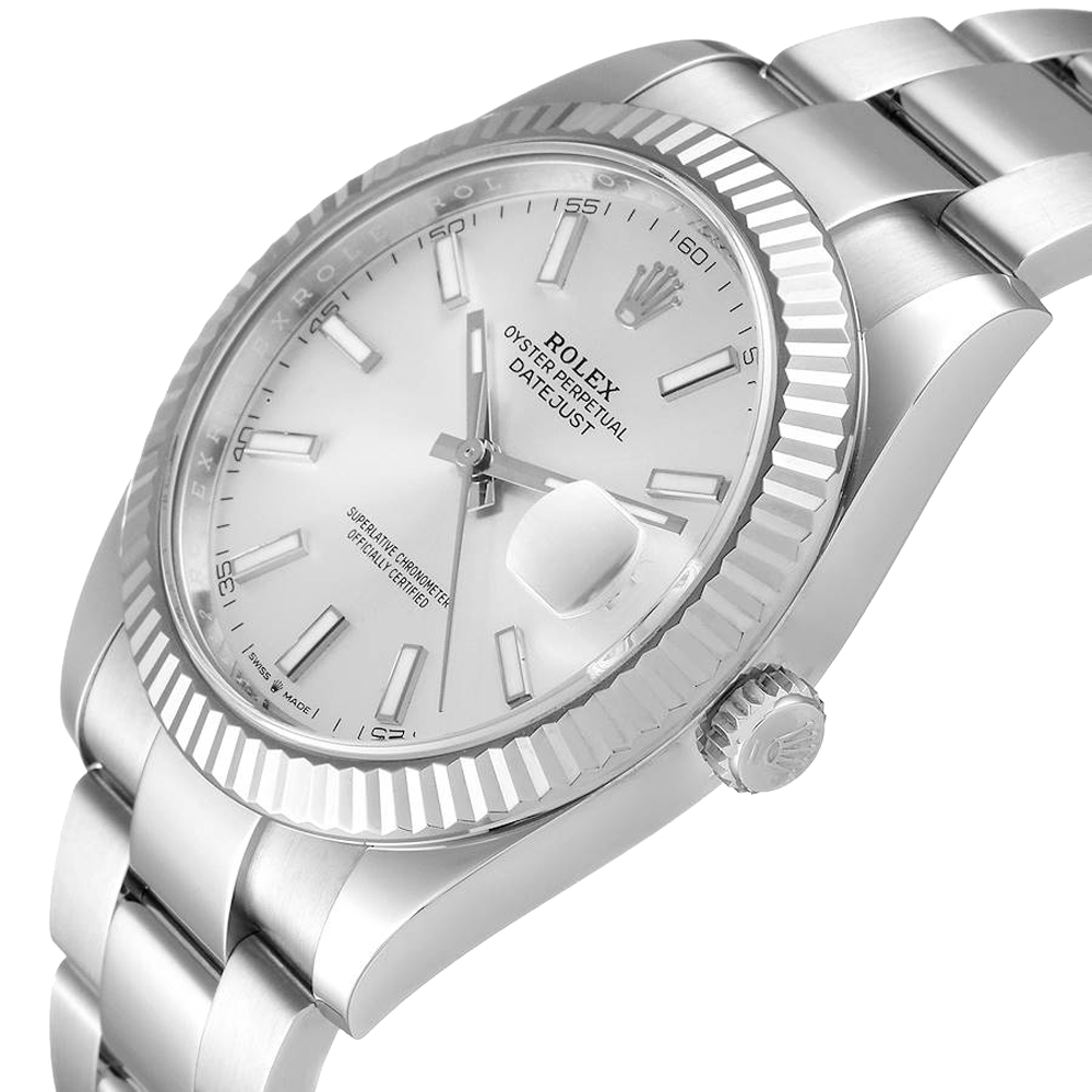 

Rolex Silver 18K White Gold And Stainless Steel Datejust 126334 Men's Wristwatch 41 MM