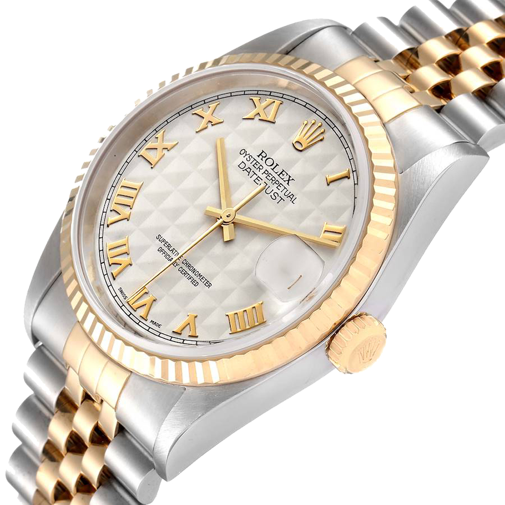 

Rolex Silver 18k Yellow Gold And Stainless Steel Datejust 16233 Men's Wristwatch 36 MM