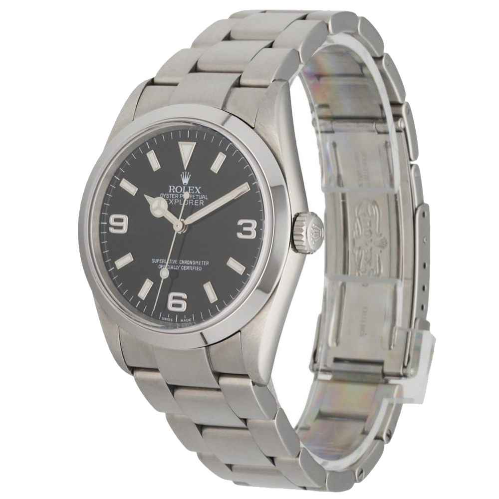 

Rolex Black Stainless Steel Oyster Perpetual Explorer 114270 Men's Wristwatch 36 MM