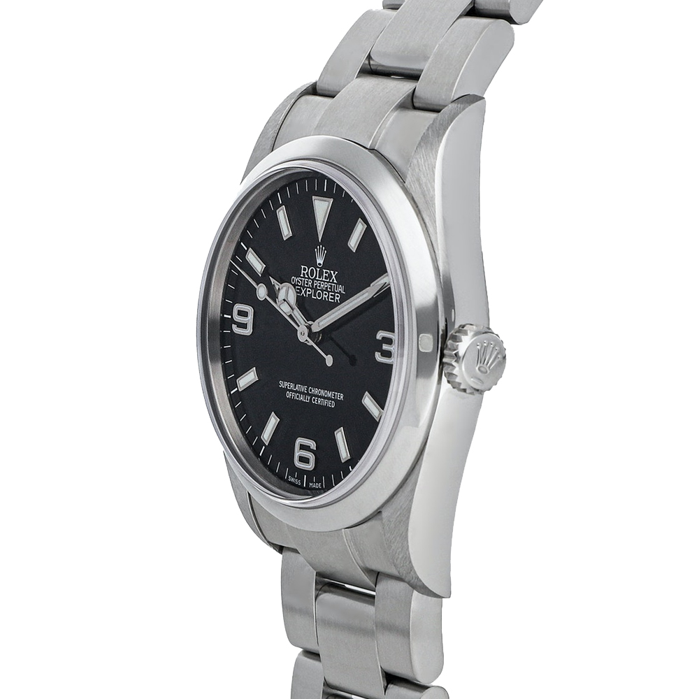 

Rolex Black Stainless Steel Explorer 114270 Men's Wristwatch 36 MM
