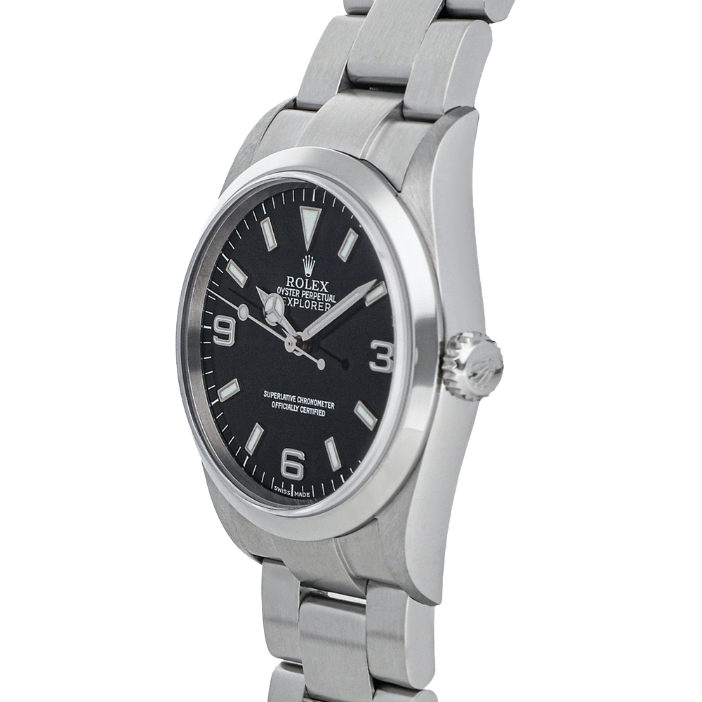 

Rolex Black Stainless Steel Explorer 114270 Men's Wristwatch 36 MM