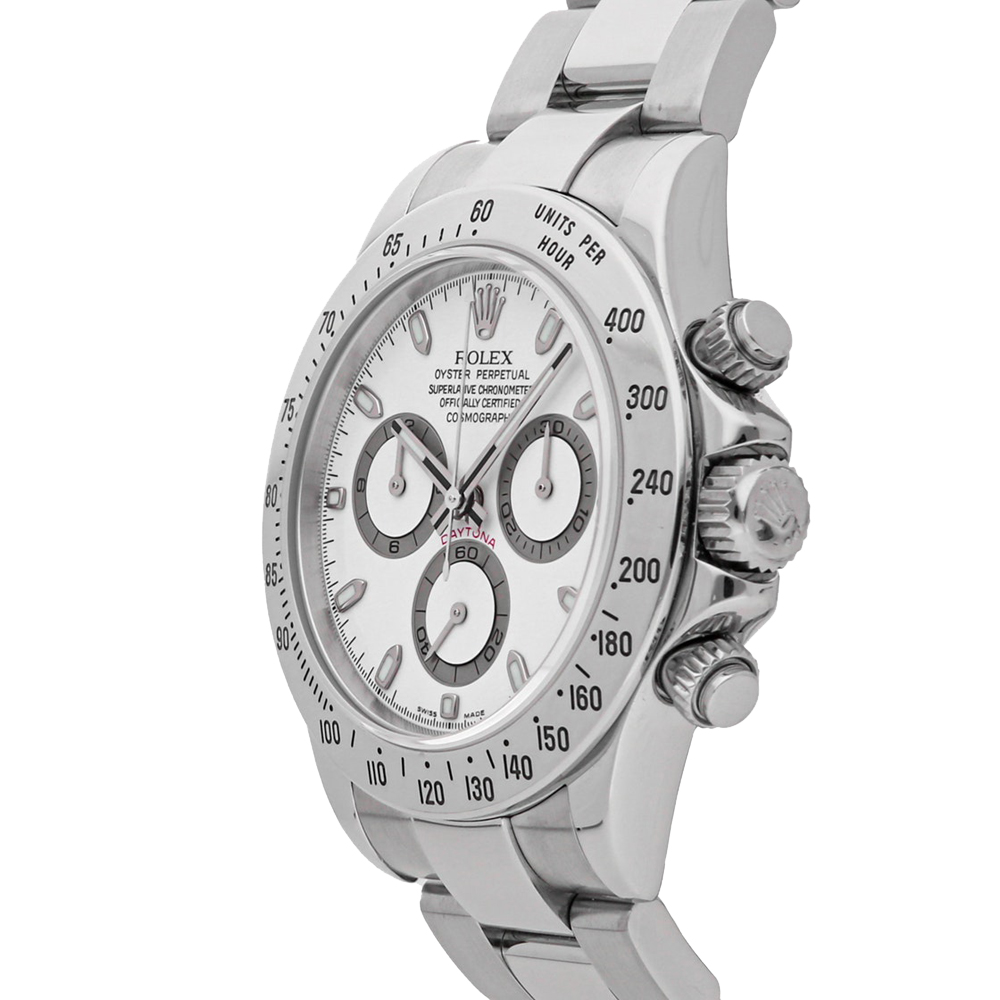 

Rolex White Stainless Steel Daytona Cosmograph 116520 Men's Wristwatch 40 MM