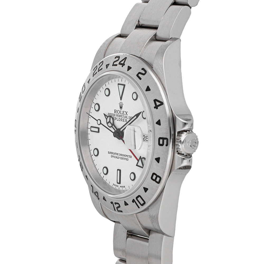 

Rolex White Stainless Steel Explorer II 16570 Men's Wristwatch 40 MM