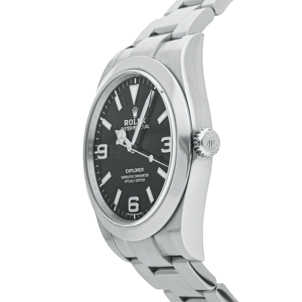 

Rolex Black Stainless Steel Explorer 214270 Men's Wristwatch 39 MM