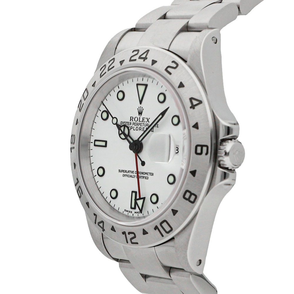 

Rolex White Stainless Steel Explorer II 16570 Men's Wristwatch 40 MM
