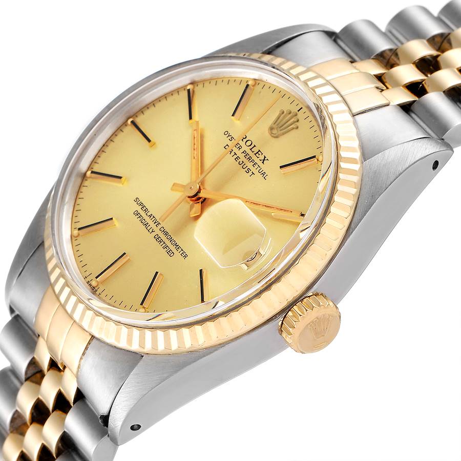 

Rolex Champagne 18K Yellow Gold And Stainless Steel Datejust Vintage 16013 Men's Wristwatch 36 MM