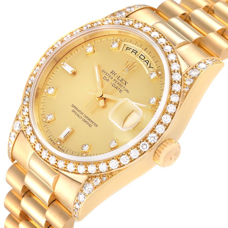 

Rolex Champagne Diamonds 18K Yellow Gold President Day-Date 18388 Men's Wristwatch 36 MM