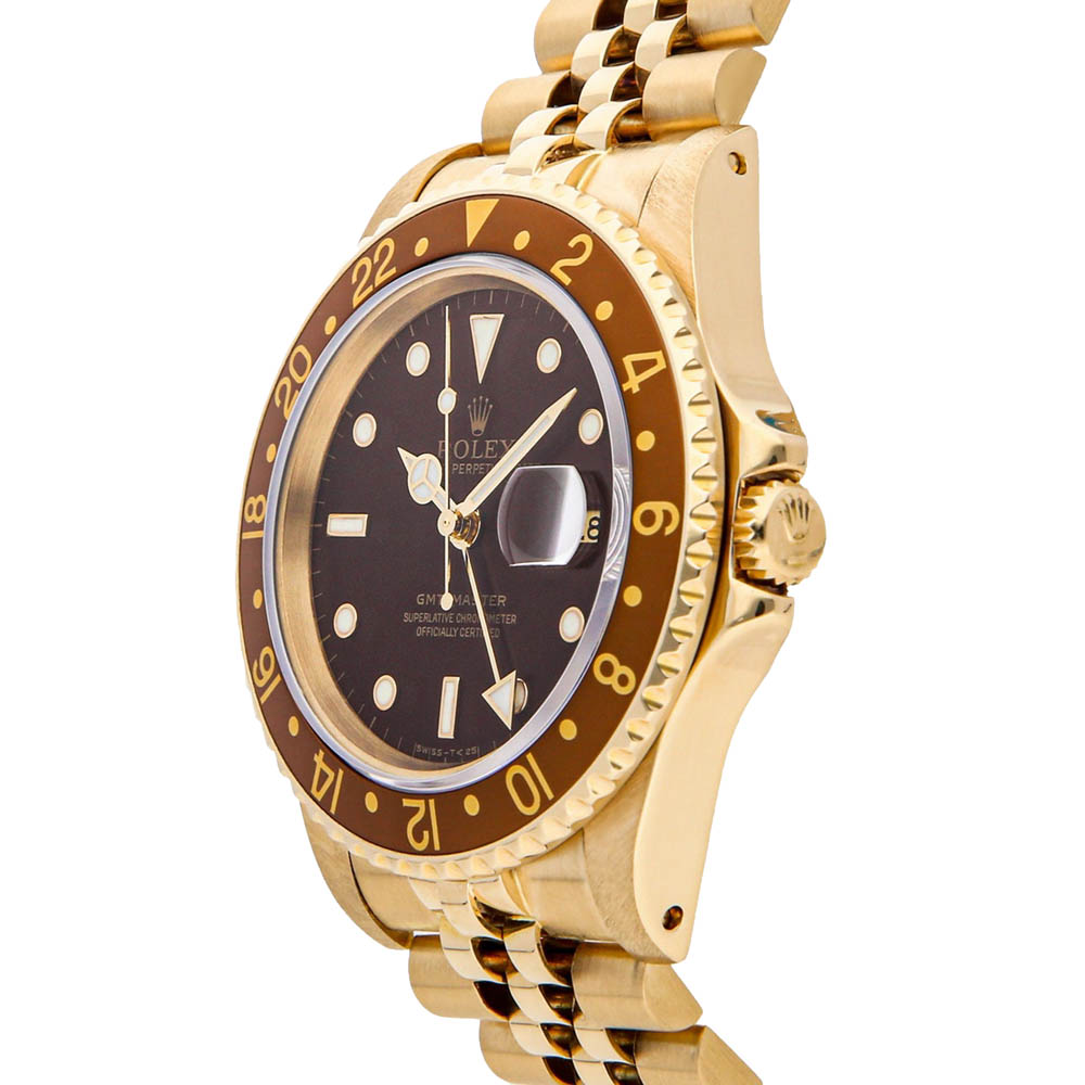 

Rolex Brown 18K Yellow Gold GMT-Master 16758 Men's Wristwatch 40 MM