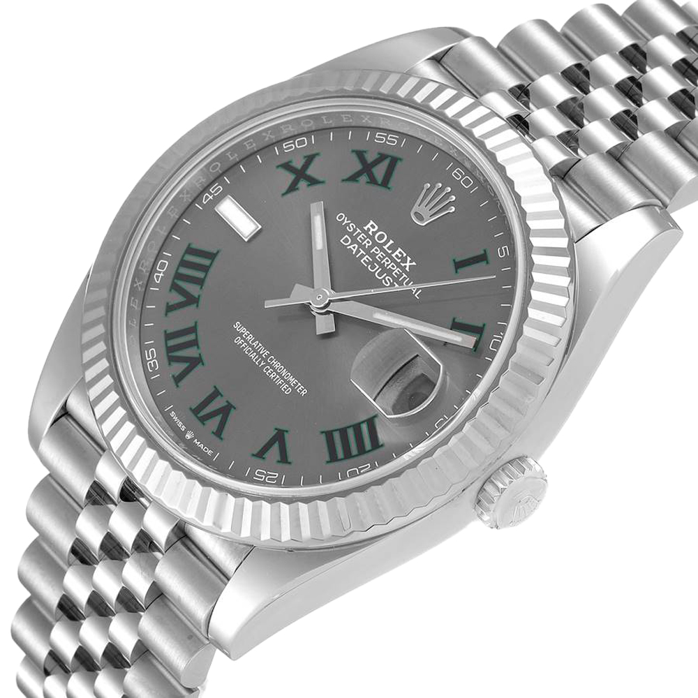 

Rolex Grey 18K White Gold And Stainless Steel Datejust Wimbledon 126334 Men's Wristwatch 41 MM