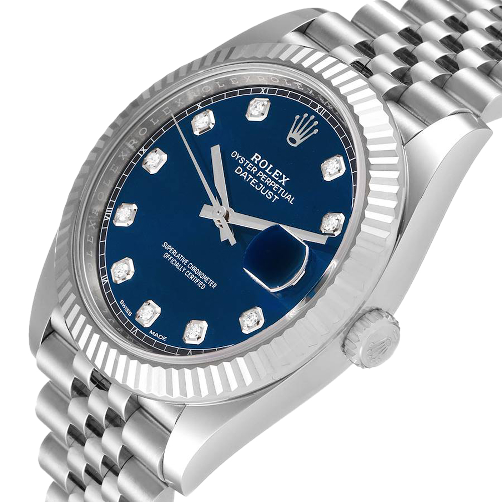 

Rolex Diamonds 18K White Gold And Stainless Steel Datejust 126334 Men's Wristwatch 41 MM, Blue