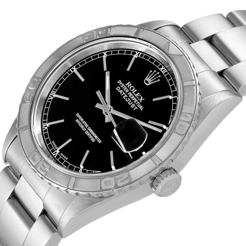 

Rolex Black 18K White Gold and Stainless Steel Turnograph Datejust 16264 Men's Wristwatch 36 MM