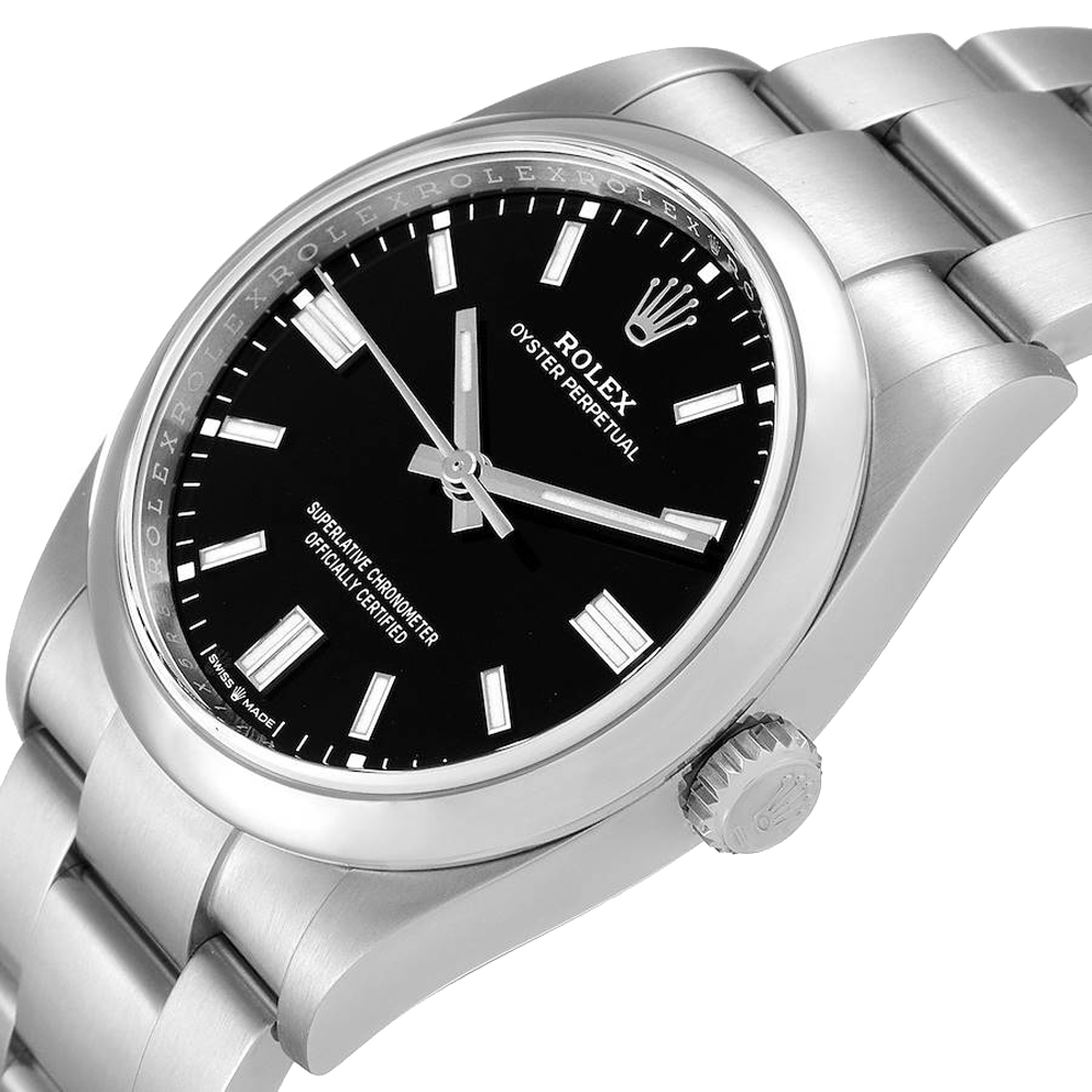 

Rolex Black Stainless Steel Oyster Perpetual 126000 Men's Wristwatch 36 MM