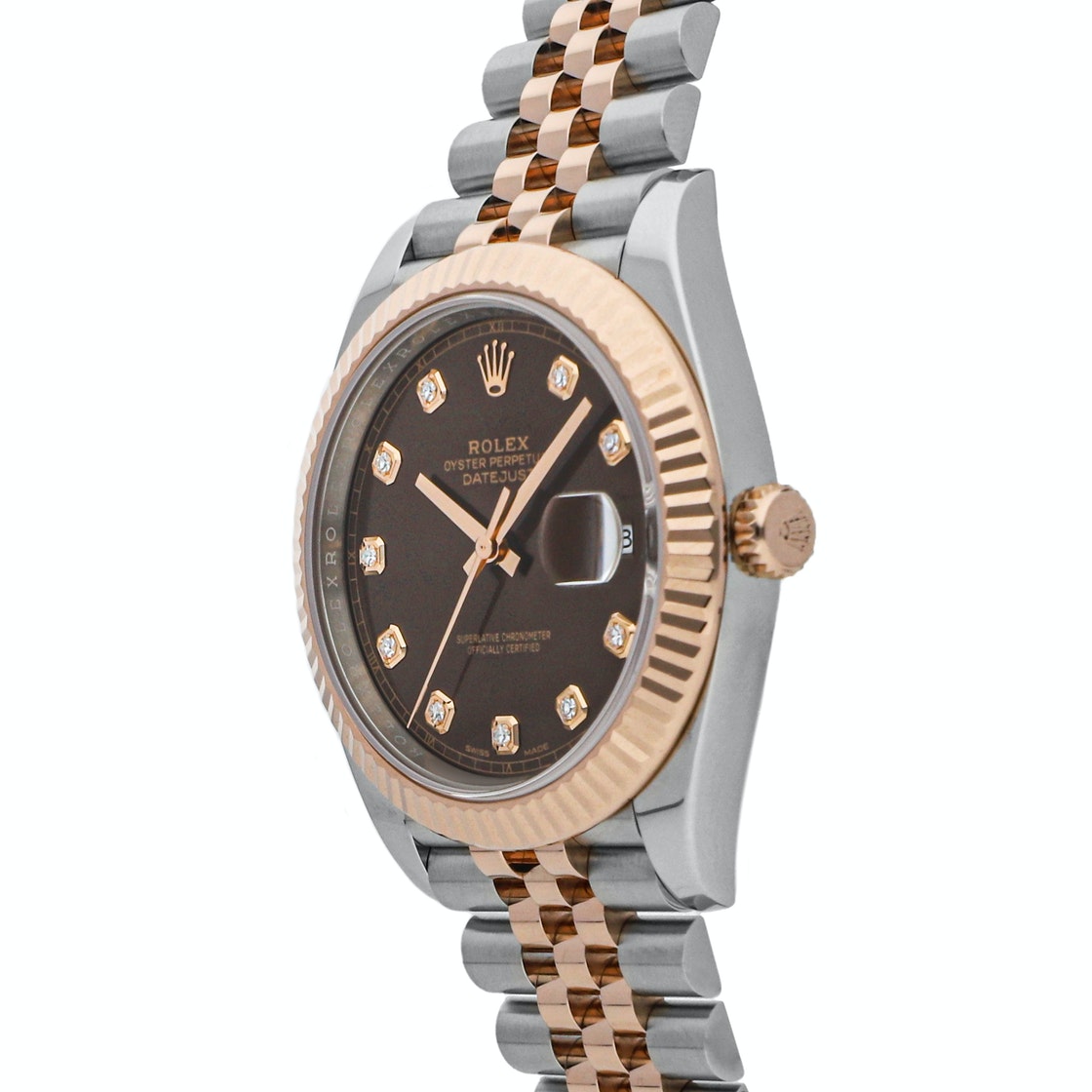 

Rolex Brown Diamonds 18K Rose Gold And Stainless Steel Datejust 126331 Men's Wristwatch 41 MM