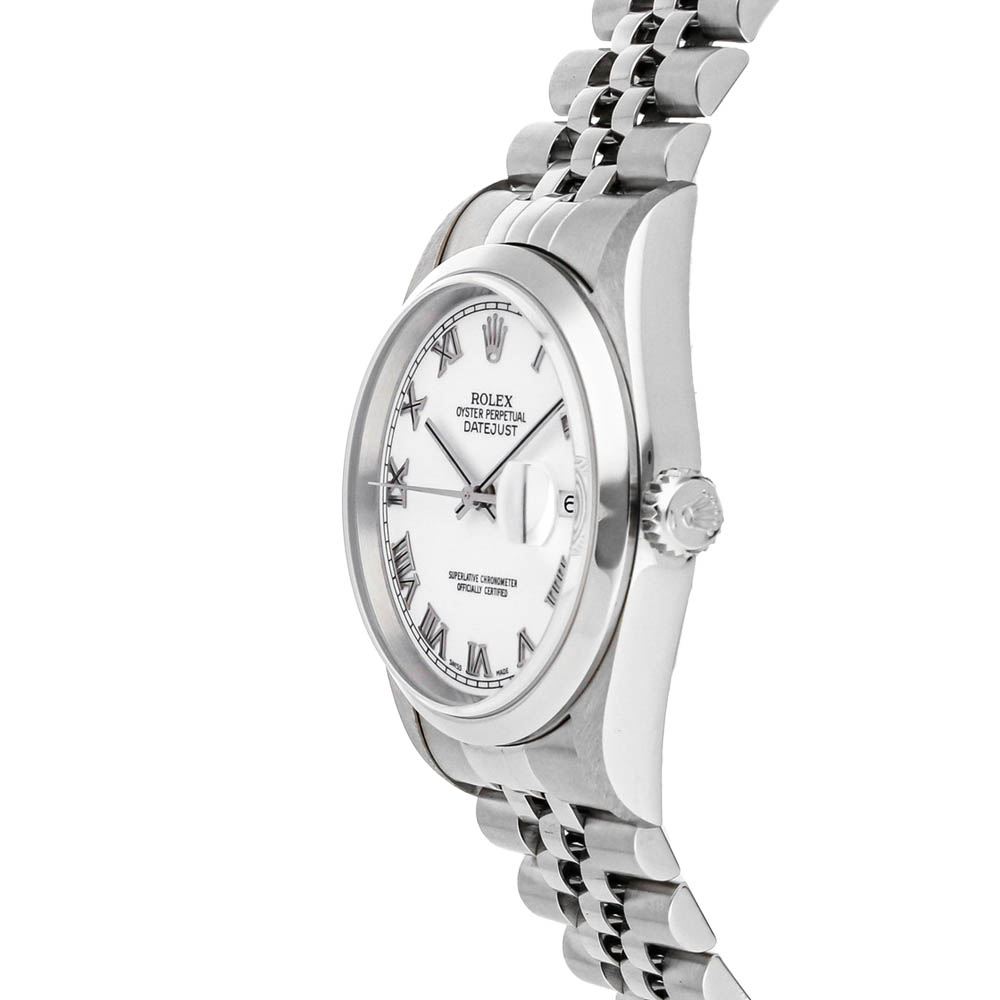 

Rolex White Stainless Steel Datejust 16200 Men's Wristwatch 36 MM
