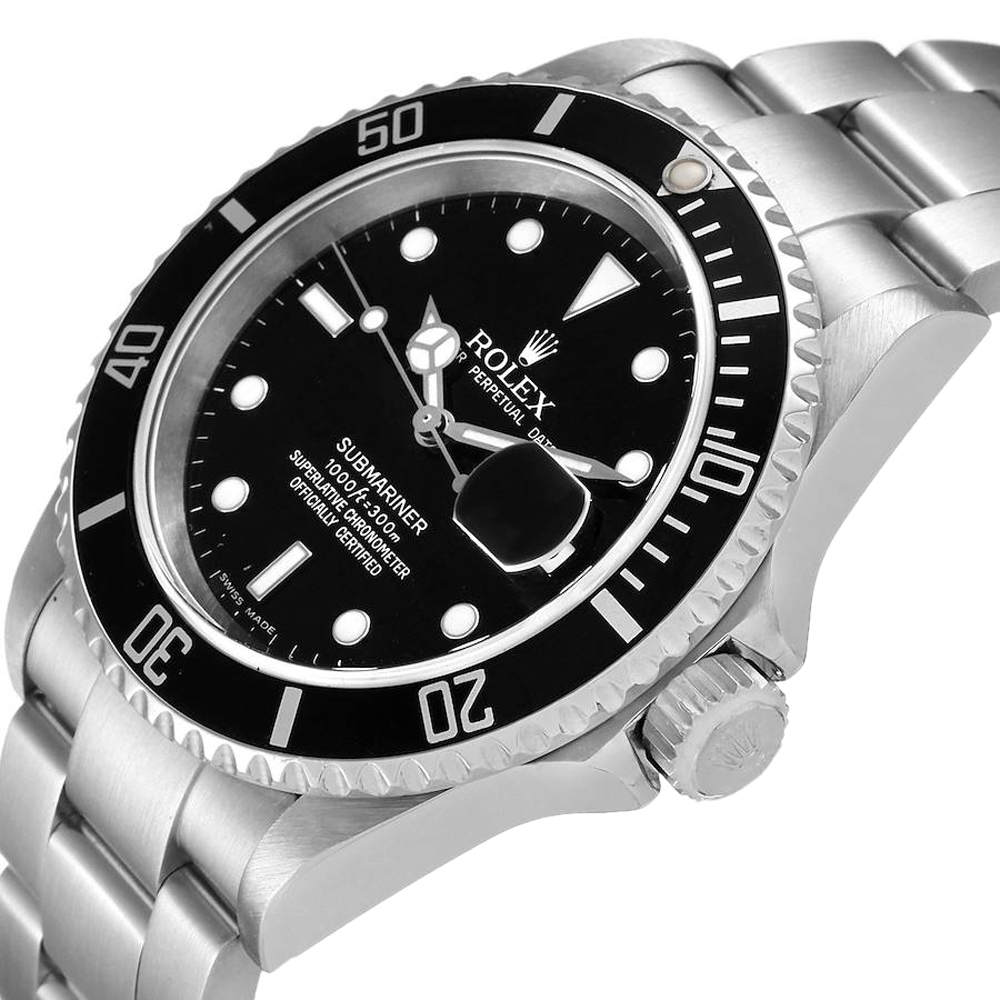 

Rolex Black Stainless Steel Submariner 16610 Men's Wristwatch