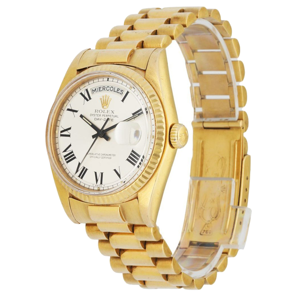 

Rolex Silver 18K Yellow Gold Day-Date 1803 Men's Wristwatch 36 MM
