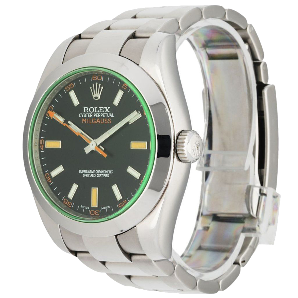 

Rolex Green Stainless Steel Milgauss 116400GV Men's Wristwatch 40 MM