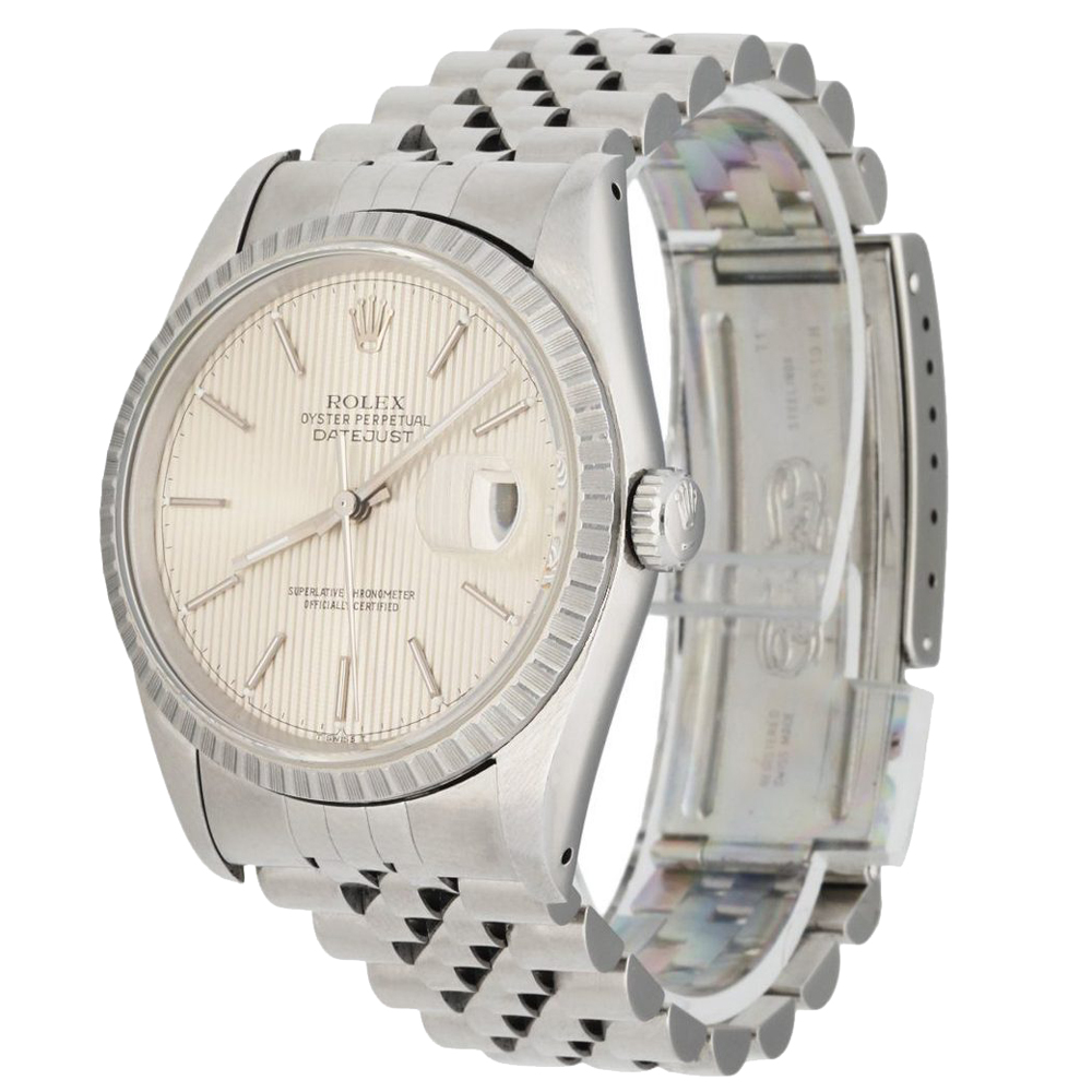 

Rolex Silver Stainless Steel Datejust 16220 Men's Wristwatch 36 MM