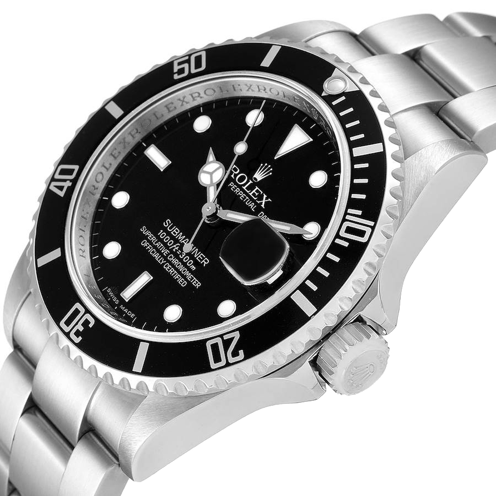 

Rolex Black Stainless Steel Submariner 16610 Men's Wristwatch